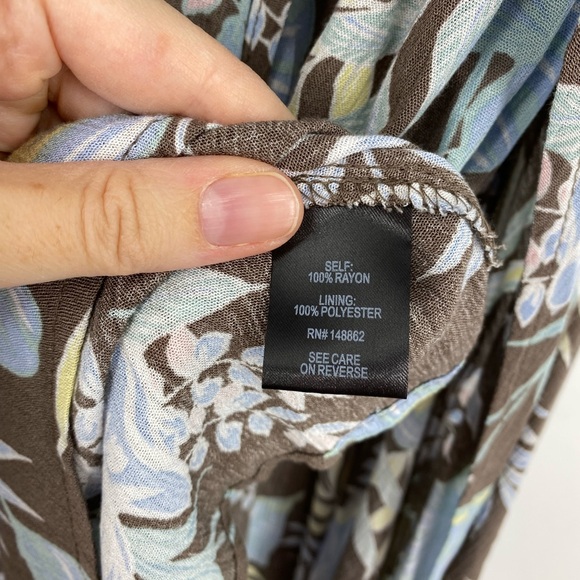 Torrid 00 Maxi Gauze Walk Through Dress Romper Blue Brown Floral - Picture 6 of 7